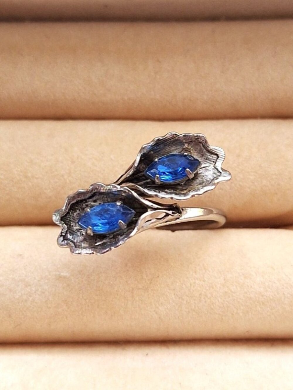 Calla Lily Blue Rhinestone Marquise Ring